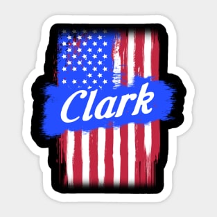 American Flag Clark Family Gift For Men Women, Surname Last Name Sticker